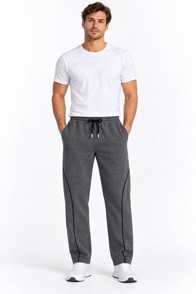 Machi Men's Ribbed Baggy Sports Sweatpants with 2 Straps, Comfortable Fit, Wi...