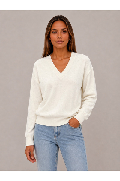 Okçu Triko Women's V-Neck Knitwear Sweater 27K12309-16