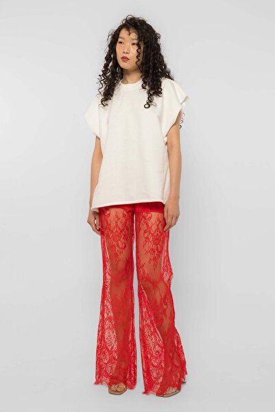 GIRL CODE Red wide palazzo pants with laces on the leg