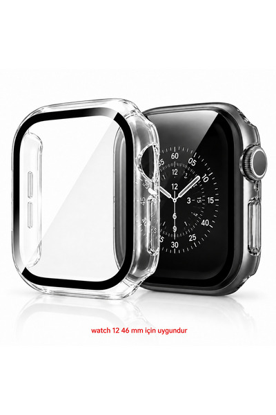 Alan Tech Apple Watch Series 12 46mm Uyumlu Cam Ekren Koruyucu Tam Kaplama Kı...