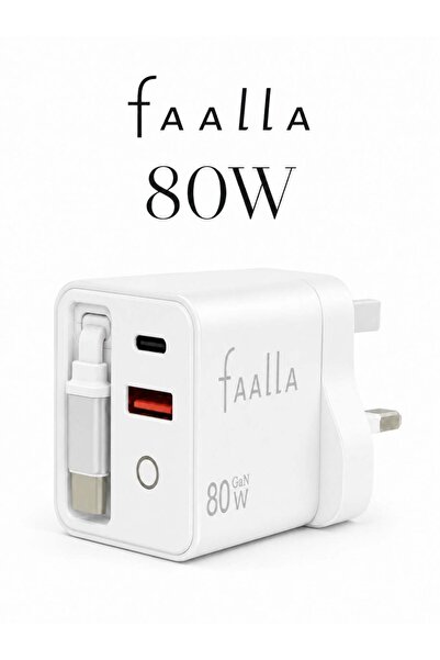 GENERAL شاحن فاﻻلا السريع، شاحن حائط 80 واط بتقنية GaN مع كابل USB-C ومنفذين ...