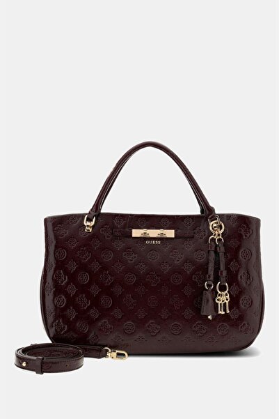 Guess Women's Handbag Monogram Patterned Shiny Textured Large Volume Stylish ...