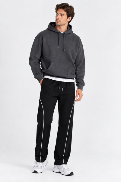 Machi Men's Ribbed Baggy Sports Sweatpants with 2 Straps, Comfortable Fit, Wi...