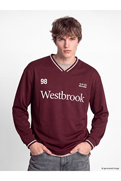 LC Waikiki V-Neck Printed Men's Sweatshirt