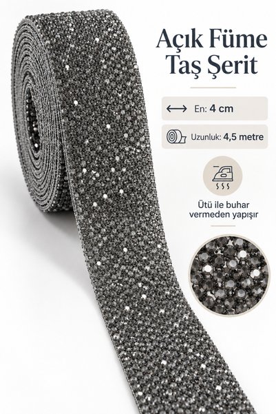 kubbe tekstil aksesuar Yapışan Taşlı Şerit 4 cm – 1 Top 4,5 Metre | Abiye Elb...