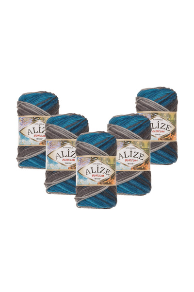 Alize Burcum Batik 5 Pieces (4200) 500 Gr 1050 Mt 100% Acrylic Hand Knitting ...