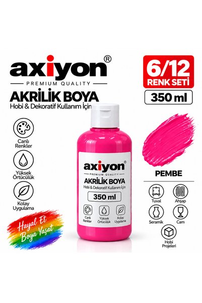 axiyon art Akrilik Boya 130 ml Pembe – Su Bazlı Hobi ve Dekoratif Boya