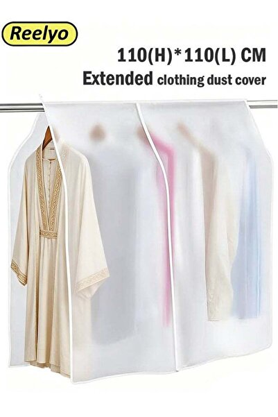 Reelyo 110CM Large Hanging Clothes Storage Cover 1/2 Pack, Semi-Transparent W...