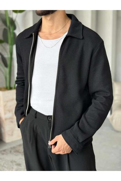 More Black Jakar Fabric Zippered Jacket