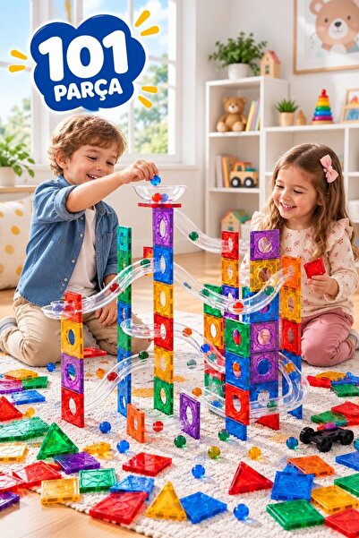 Baby Home Manyetik Yapı Blokları –Top Yuvarlama Seti Çocuklar İçin Renkli 3 B...