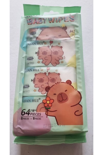 Modellino 1 Paket İçinde 8 Adet 8'li Paket / 64'lü Islak Mendil - Mini Baby W...
