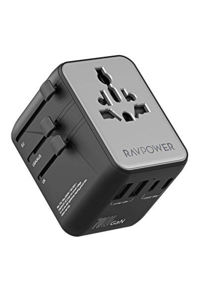 RavPower RP-PC1093 7-in-1 Universal Travel Adapter, 65W Fast Charging, 3 USB-...