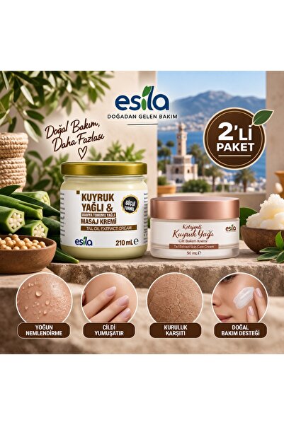 ESİLA Kuyruk Yağı İkili Bakım Seti (Cilt Kremi 50 ml + Masaj Kremi 210 ml)