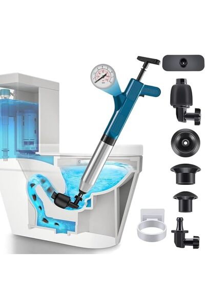 GENERAL Toilet Plunger Stainless Steel High Pressure Plunger Kit with 5 Pcs C...