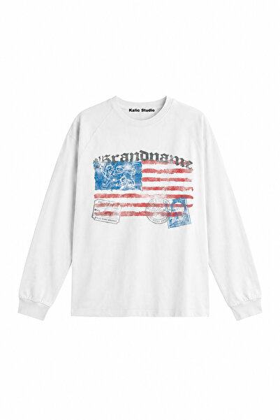 Kalic Studio y2k vintage 2'5randname Long Sleeve T-Shirt beyaz