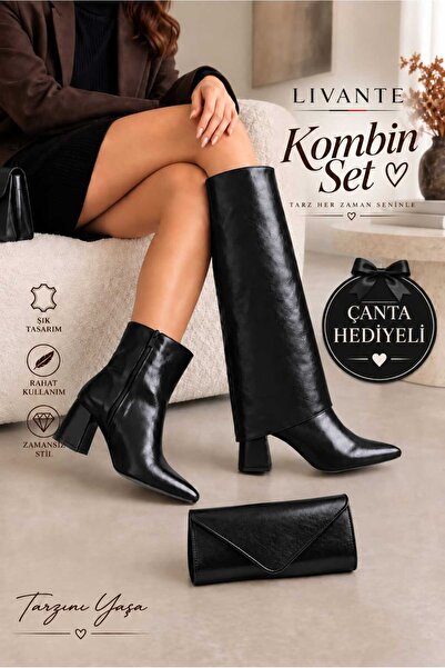 Livante Boots New Model Boots with Removable Heels and Pointed Toe, Comes wit...