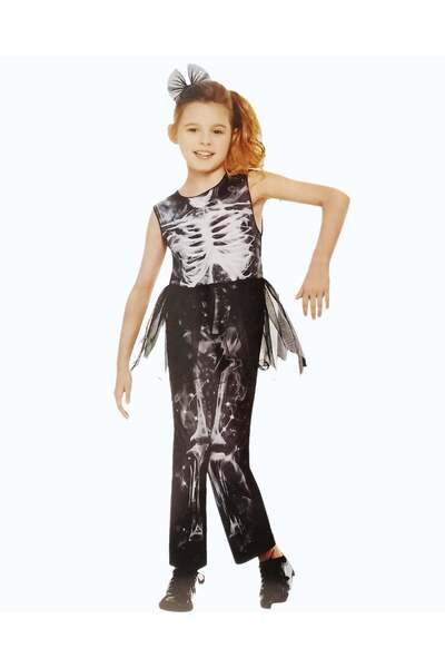Party Magic Girls Skeleton All In One Girl Costume -Medium