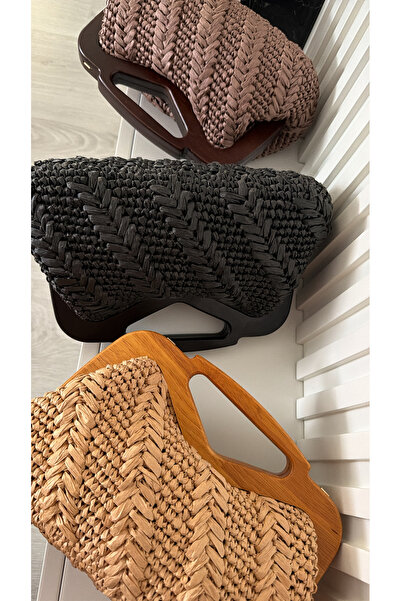 WOMANBAG Handmade Straw Handbag Clutch Straw Color (37Cx22Cm)