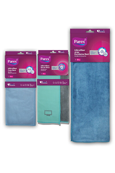 Parex Vehicle 3-Piece, Glass and Screen Microfiber Cloth Set