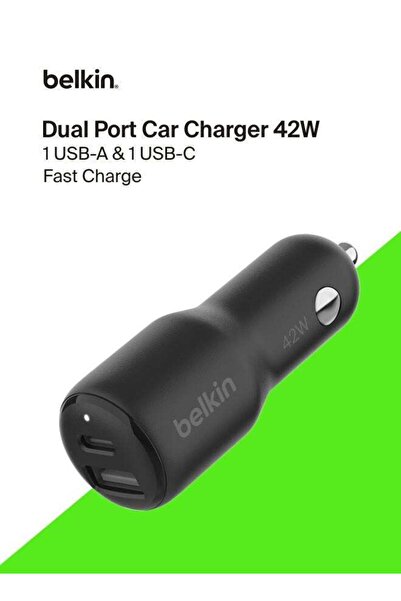 Belkin BoostCharge Dual Car Charger 42W w/ Fast Charge USB-C 30W PPS & 12W US...