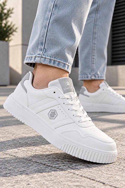 lumberjack Men's White Casual Sports Shoes Lace-Up Thick Sole Sneaker