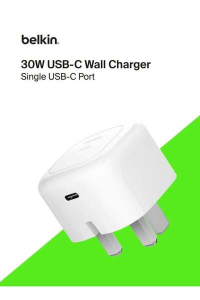 GENERAL شاحن حائط بيلكن بوست تشارج المدمج 30 واط، شاحن سريع USB-C للسفر مع خا...