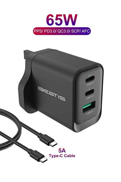BESTIS Wall Charger 30W GaN USB-C PD3.0 QC4.0 - Dual Port Fast Charger for iP...