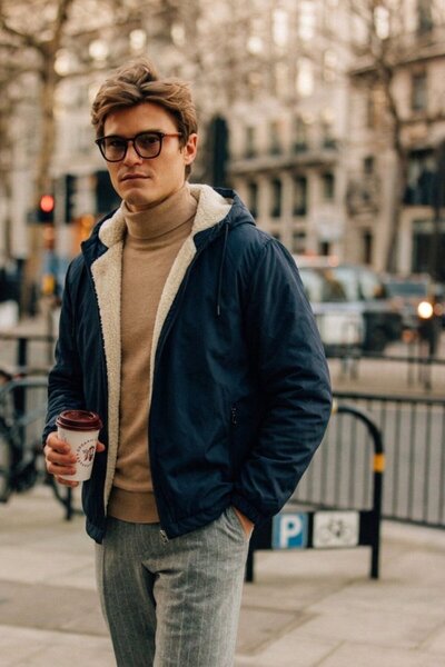 DAMGA JEANS معطف واق من المطر والرياح للرجال من تريند مزود بفرو من الداخل بال...
