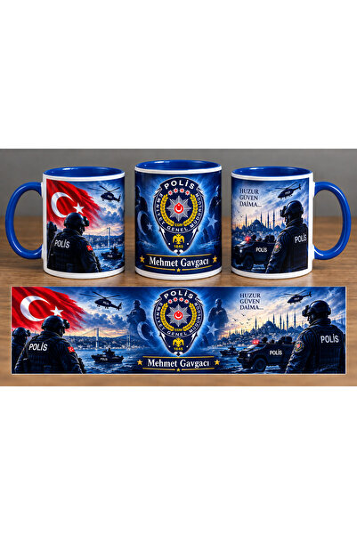 Polis Logo Baskılı Kupa Bardak Hediyelik İsimli Kişiye Özel