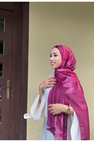 Tuka scarf Su incisi Pamuk Soft Şal Koyu Pembe