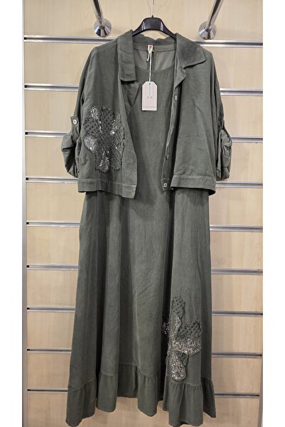 Park Moda İtalyan İnce Fitilli Kadife Elbise Ceketli Takım