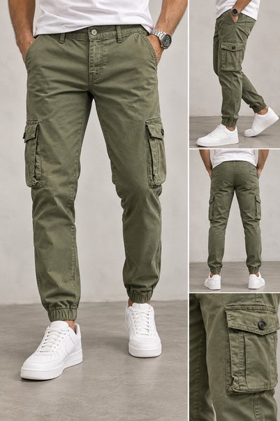 Yeşil Kargo Cep Paça Lastik Pantolon