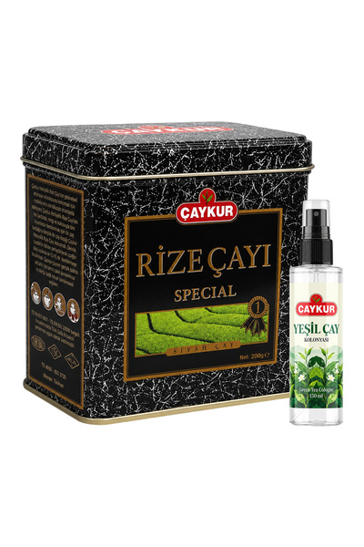Çaykur Rize Hediyelik Teneke Kutu Çay ve Sprey Yeşil Çay Kolonyası Seti