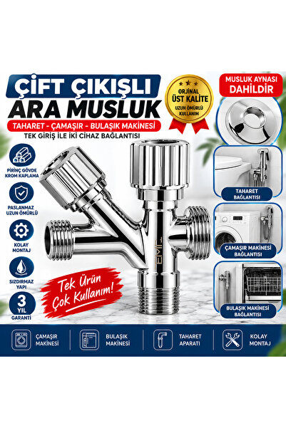 Tema Orjinal Üst Kalite Çift Çıkışlı Taharet Çamaşır Veya Bulaşık Makine Çıkı...
