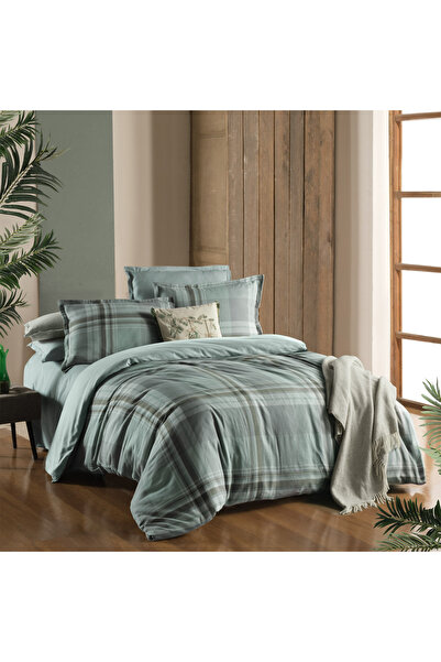 Sarev Lauder Flannel Green Double Duvet Cover Set