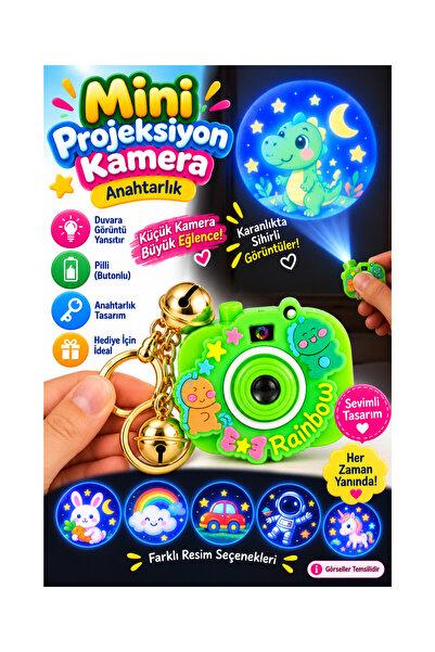 ALAY Ticaret Mini Projeksiyon Kamera Anahtarlık - Yeşil Rainbow