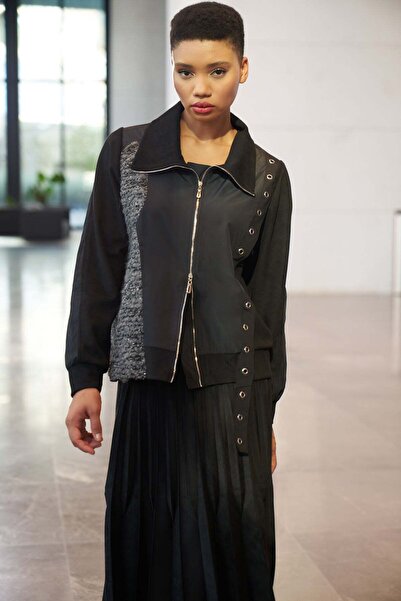 MissWhence Jacket with Eyelet band and Bouclé Fabric Detail