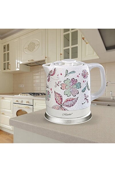 Maestro Fierbător electric MR-068-FLOWERS 1500 W 1.5 L alb