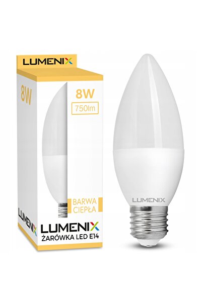 LUMENIX 10x Bec LED tip lumânare E27 Kit 8W SMD 750lm Cald PREMIUM CCD