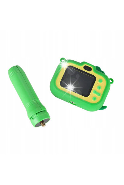 ARTEMİSPAK Cameră digitală pentru copii, verde cu dinozaur, trepied, jocuri c...