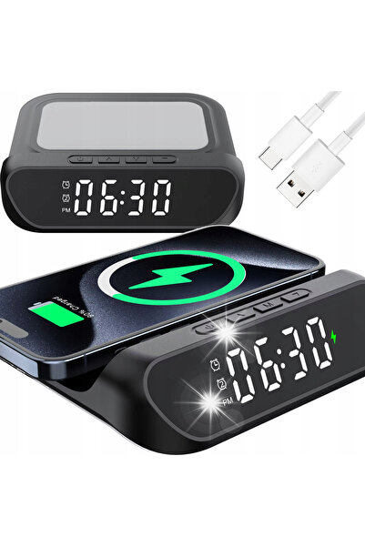 nobitech Încărcător, Ceas cu alarmă, Încărcător wireless, Ceas electronic dig...