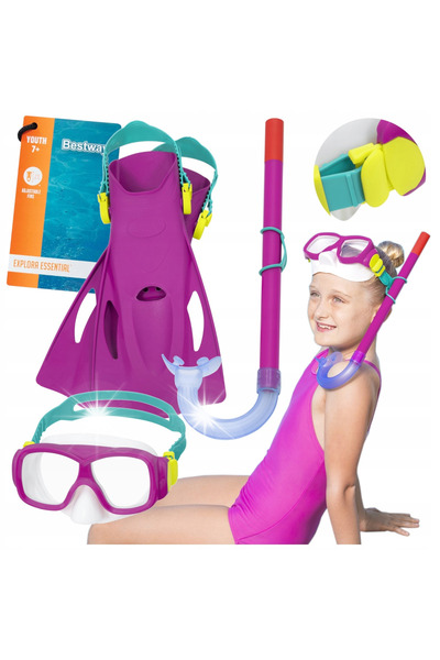 BESTWAY Mască cu tub, ochelari de înot și scufundări pentru piscină, roz