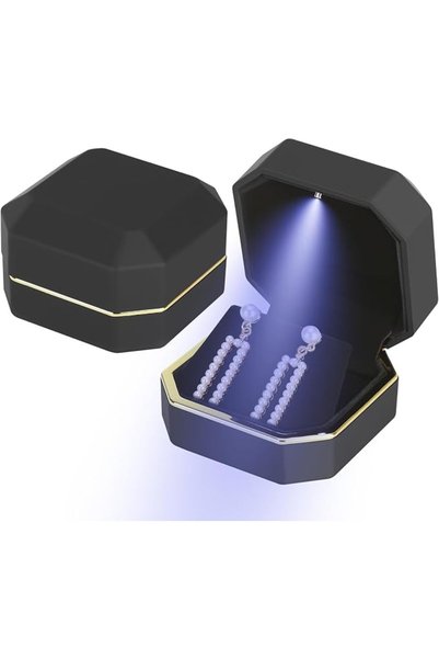 SYOSI LED Jewelry Box for Earrings, Velvet Stud & Pendant Case with Light, Gi...