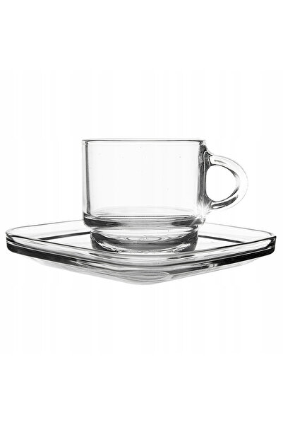 LAV Set de 6 căni de sticlă cu farfurioară pentru cafea espresso