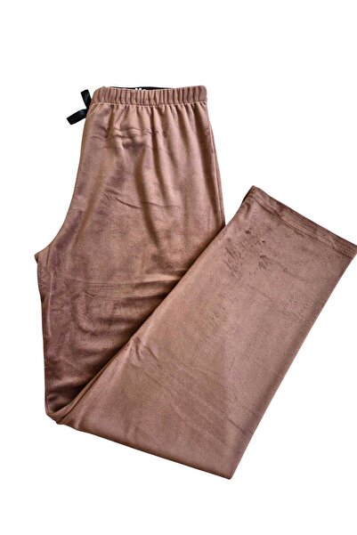 Generic Brand Women's French Velvet Pajama Bottoms – Soft Textured, Elastic Waist, Wide Legs, Bow Detail