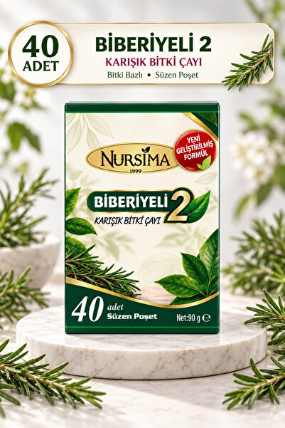 Nursima Biberiyeli 2 Karışık Bitki Çayı Güçlendirilmiş Yeni Formül 40 Adet Sü...