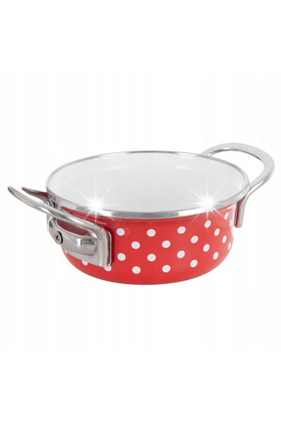 ARTEMİSPAK Oală mică din oțel emailat, cratiță joasă în stil retro, 12 cm, 0,6 L