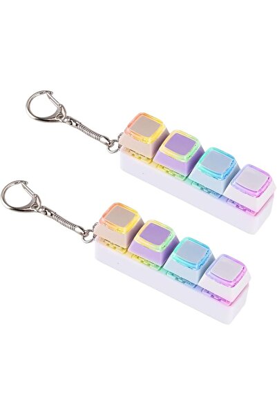 TERRIFI 2 Pcs Keyboard Fidget Toy, 4 Button Clicky Fidget Keychain with LED L...