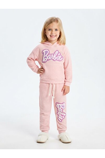 Barbie Girl's Tracksuit Set with Hoodie, Top and Bottom, Two-Thread Printed P...