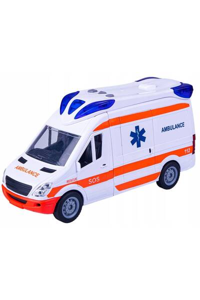 Aim Mașină de urgență tip ambulanță cu sunet, lumini de urgență și uși care s...